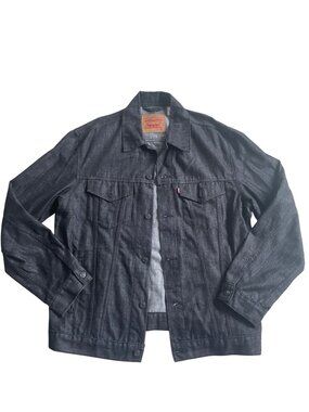 Levi's 100% Cotton Denim Lightweight Trucker Jacket Men's XXL Black Button